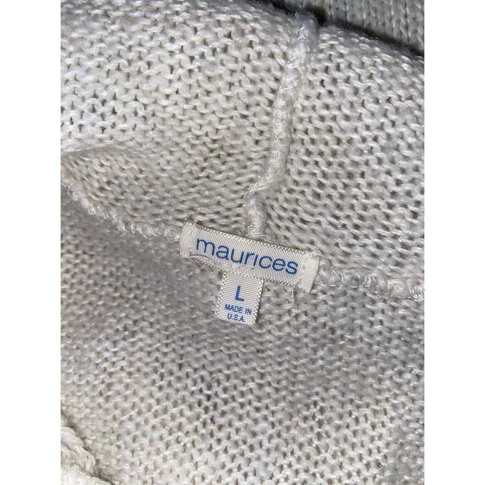 Maurices Cream Short Sleeve Hooded Sweater Pointelle Cable Knit Y2K Coastal Boho
